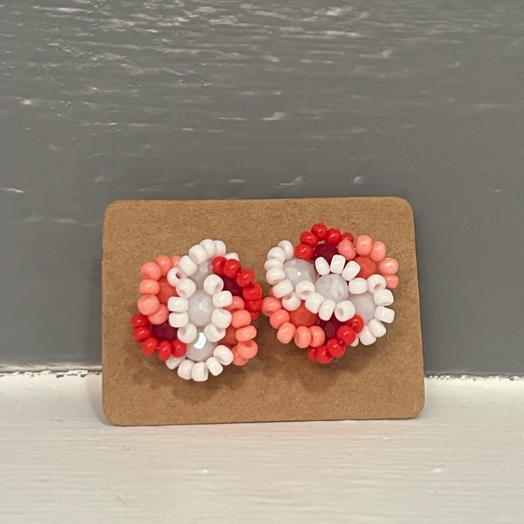 Huichol Beaded Flower Stud Earrings
